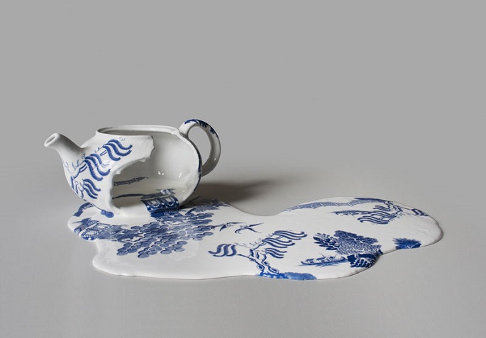 “Livia Marin designs pieces that seems to melt onto a surface while strangely retaining its original printed pattern.”