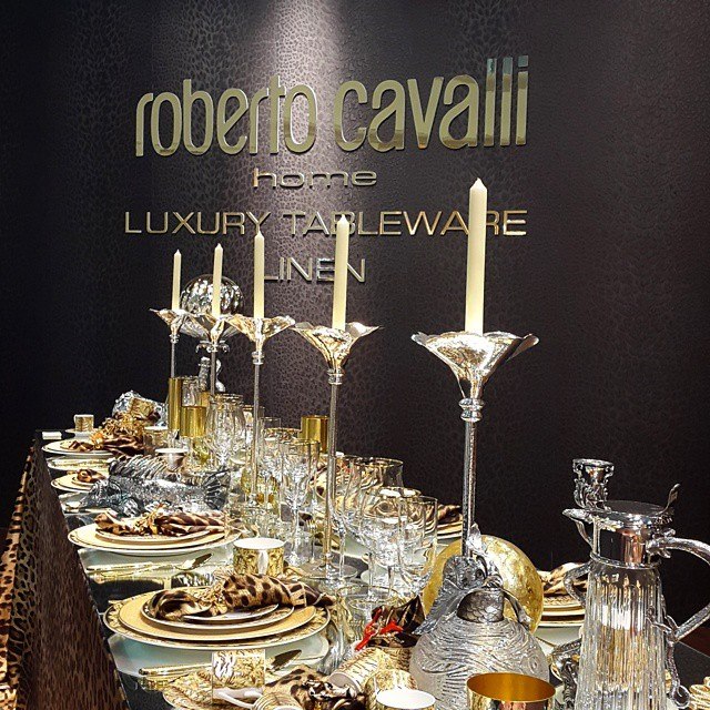 “Roberto Cavalli is presenting a new collection of luxury tableware at Milan Design week 2015”