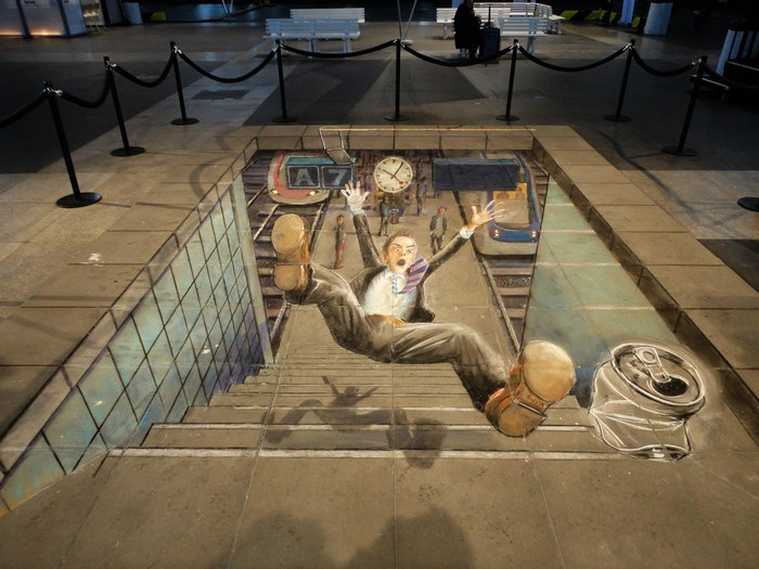 Julian Beever 's 3D pavement drawings #artpeople