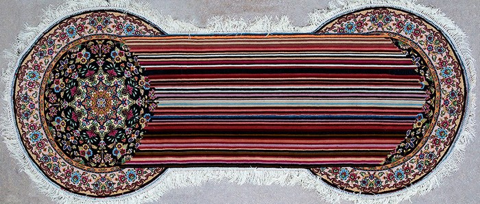 "Faig Ahmed distorts the patterns of traditional Azerbaijani rugs, dismantling their structure in order to build compositions that trick the eye"