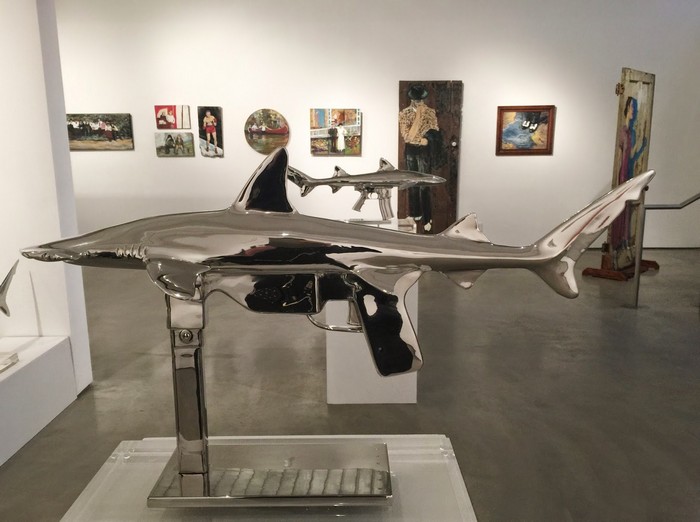 Christopher Schulz is an artist that has come up with these 3D metal sculptures, fusing sharks and rays with guns.