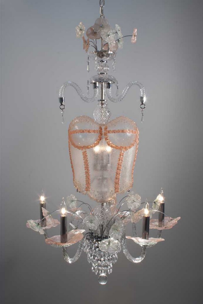 Susan Taylor Glasgow says her inspiration to create feminine objects comes from her mom. We admire her wearable chandeliers that are dress inspired.