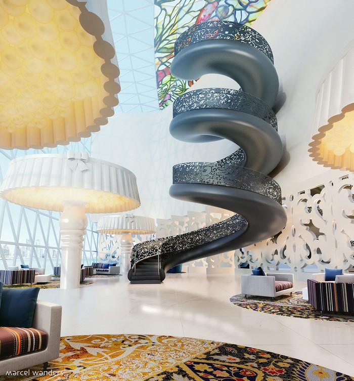 Hotel Mondrian Doha, opening soon, was designed in collaboration with Marcel Wanders, the interior of the hotel is a mesmerizing place that will be indifferent.