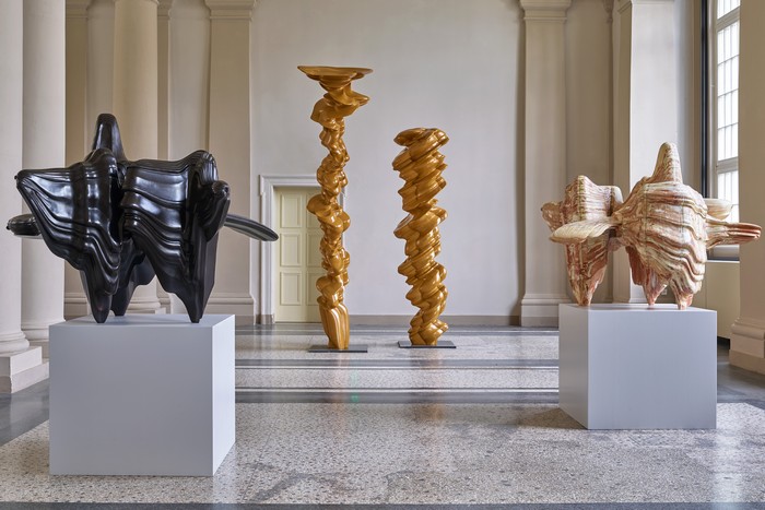 The fluid, organic forms of sculptor Tony Cragg fill the church-like interiors of Hessisches Landesmuseum in Darmstadt, Germany.